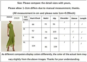 Size guide for halter neck dress showing bust waist and hip measurements in cm and inches