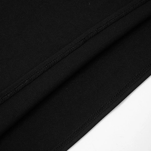 Close-up of high-quality stitching and durable hem finish on black slim fit dress