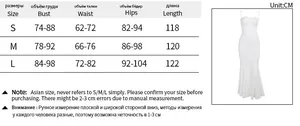 Detailed size guide table for white square neck backless strap maxi dress