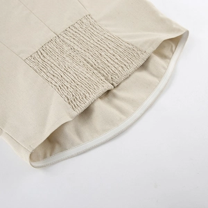 Detail view of the elastic smocked cotton linen fabric with interior anti-slip silicone strip