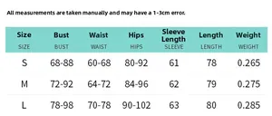 Detailed size chart for sexy slim fit mini dress with chest, waist and hip measurements