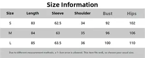 Detailed size guide table for ruffle sleeve black dress with S, M, and L measurements in CM