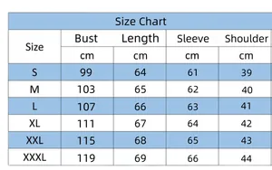 Detailed size chart for women heart print shirt with measurements from S to 3XL