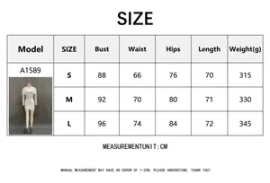 Detailed size chart for bodycon mesh dress with bust and waist measurements in CM