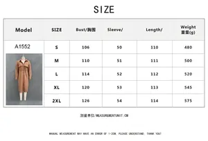 Size chart for corduroy shirt dress detailing measurements from S to 2XL with clear parameters