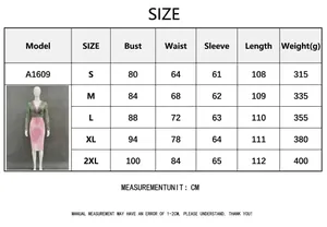 Size chart table for velvet patchwork bodycon dress showing CM measurements from S to 2XL