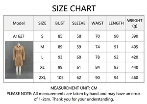 Size chart for suede long sleeve button-up shirt dress with measurements in CM