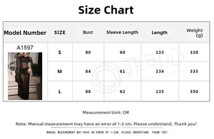 Detailed size chart for the long sleeve mesh ruched dress with measurements in CM