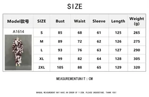 Tableau des tailles pour robe chemise à manches longues avec imprimé animalier