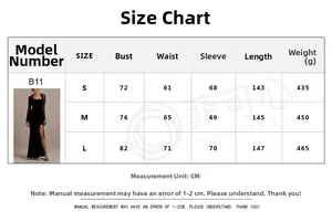 Detailed size chart for high slit bodycon maxi dress with bust and waist measurements