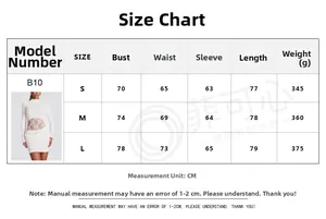 Detailed size guide for lace patchwork slim fit long sleeve bodycon dress