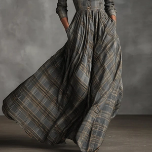 Detail eines Vintage-Karokleides mit eleganter hoher Taille und weit schwingendem Rock