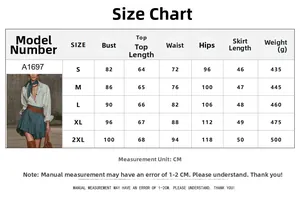 Guide des tailles détaillé pour l'ensemble chemise rétro et jupe, tailles du S au 2XL