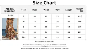Size guide for floral leopard print beach dress with bust and waist measurements