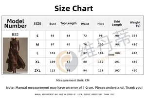 Tableau des tailles pour ensemble jupe en velours avec mesures de poitrine et taille S-2XL