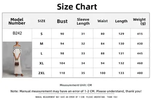 Size chart table for off-shoulder striped maxi dress with detailed metric measurements