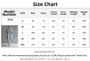 Tabella taglie dettagliata per completo casual a strisce blu con misure busto e vita