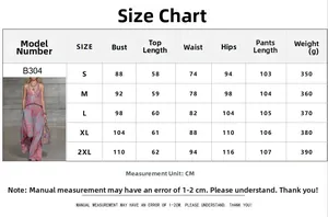 Tabella taglie dettagliata per completi due pezzi da donna in chiffon con stampa a V