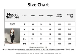Detailed size chart for sleeveless contrast top and wide-leg trousers two-piece set