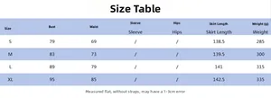 Detailed size chart for summer floral dress showing bust, waist and length from S to XL