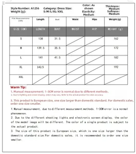 Tableau des tailles détaillé pour robe maxi en dentelle avec mesures du S au XXL