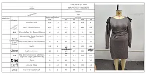 Detailed size guide for the plus size plaid dress with bow and flared sleeves