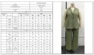 Guide des tailles pour l'ensemble gilet sans manches et pantalon avec mesures précises