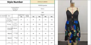 Detailed size chart for plus size V-neck floral dress from 1XL to 4XL in centimeters