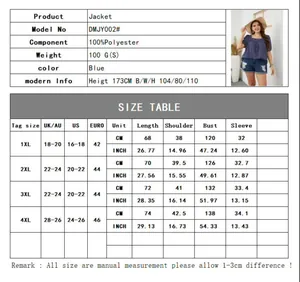 Size chart for navy blue polka dot puff sleeve blouse with measurements from 1XL to 4XL
