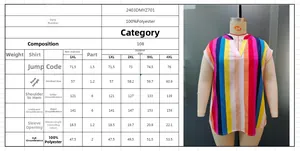 Size guide table for plus size V-neck striped chiffon top ranging from 1XL to 4XL