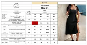 Size chart for plus size square neck dress with measurements from 1XL to 4XL in inches