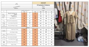 Detailed size chart for women's plus size khaki set with measurements from 1XL to 4XL
