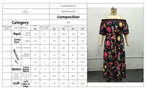 Guide des tailles pour robe à fleurs grande taille épaules dénudées en polyester