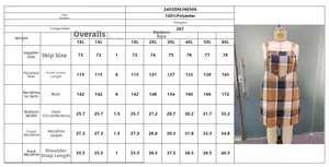 Tableau des tailles pour robe à carreaux, mesures détaillées du 1XL au 6XL pour femmes