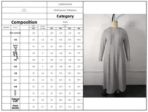 Size chart for plus size long sleeve hooded dress including measurements from 1XL to 4XL