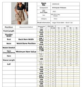 Plus size V-neck short sleeve dress size chart with detailed CM and Inch measurements