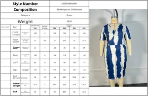 Detailed size chart for plus size V-neck wrap dress with fabric and measurement specs