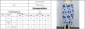 Detailed size chart for plus-size floral skirt with 1XL to 4XL measurements and model view