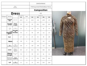 Detailed plus size sequin dress size chart with measurements from 1XL to 4XL in cm