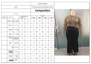 Size chart detail for leopard print long sleeve maxi dress in sizes 1XL to 4XL