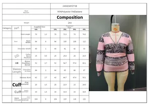 Size chart table with measurements for plus size sequined V-neck women's shirt from 1XL to 4XL