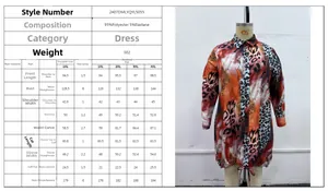 Size chart for leopard print polo dress showing measurements from 1XL to 4XL sizes