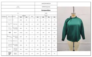 Detailed size chart and measurement guide for women's plus size long sleeve satin blouse