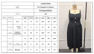 Size chart for black plus size dress with detailed measurements for sizes 1XL to 4XL