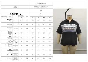 Detaillierte Größentabelle für Damen Kurzarm-Poloshirt mit Maßen von 1XL bis 4XL Größe