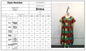 Tableau des tailles 1XL-4XL pour cette robe longue imprimée à carreaux colorés