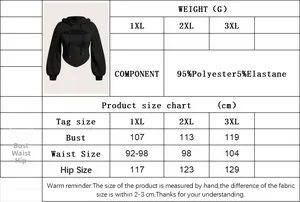 Tableau des tailles détaillé pour sweat à capuche grande taille femme avec mesures précises