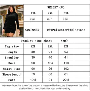 Detaillierte Größentabelle für das sexy taillierte Bodycon-Kleid in Übergröße und Maßen