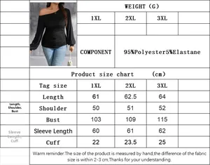 Detailed size chart for women plus size long sleeve top with shoulder cutout design