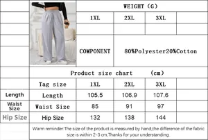 Size chart for women's plus size drawstring pants with detailed measurements and materials